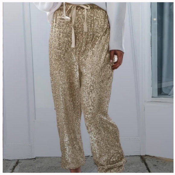 Pants - Women's Champagne Sequin Joggers sz medium